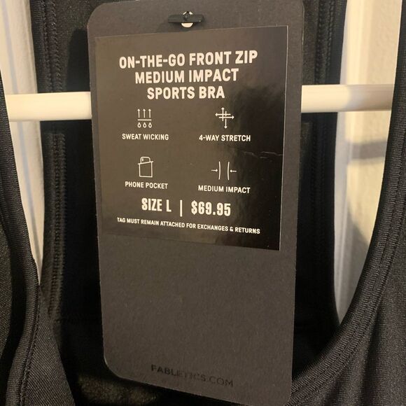 Fabletics Large Sports Bra Phone Pocket Black - Picture 6 of 6